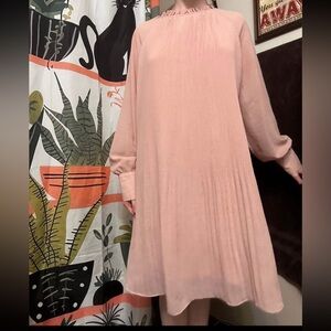 She + Sky Blush Long Sleeve Babydoll Dress